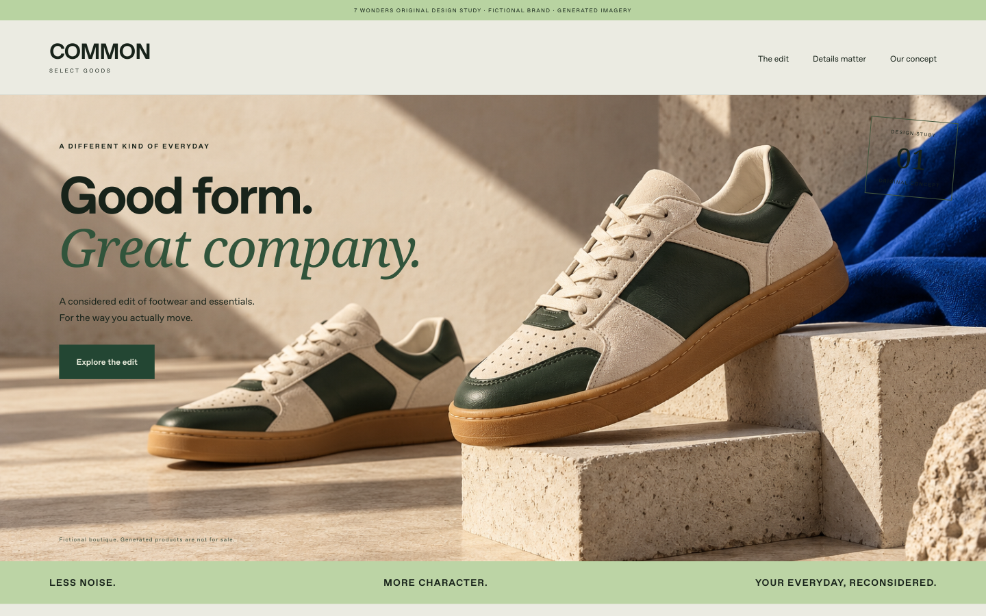 COMMON / SELECT fictional boutique & retail website concept